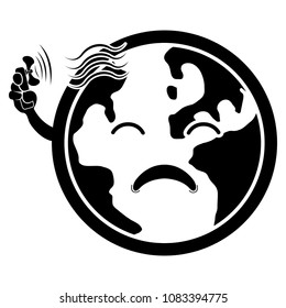 Sad earth silhouette