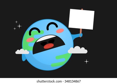 Sad earth vector illustration