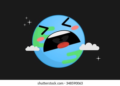 Sad earth vector illustration