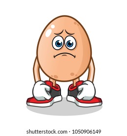 sad egg mascot vector cartoon illustration