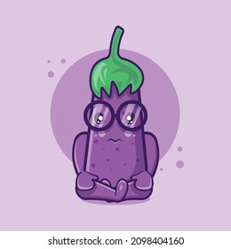 sad eggplant character mascot isolated cartoon in flat style design