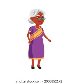 Sad Elderly Lady Searching Medicaments In Pharmacy Cartoon Vector. Sad Elderly Lady Searching Medicaments In Pharmacy Character. Isolated Flat Cartoon Illustration