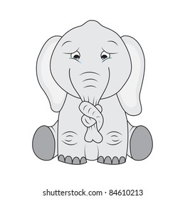 Sad elephant with knot on its nose