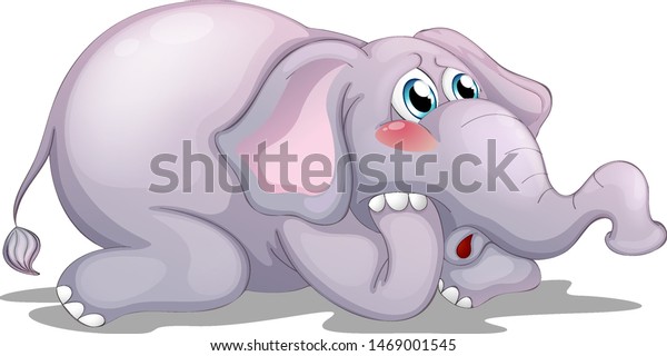 白い背景に悲しい象のイラスト のベクター画像素材 ロイヤリティフリー