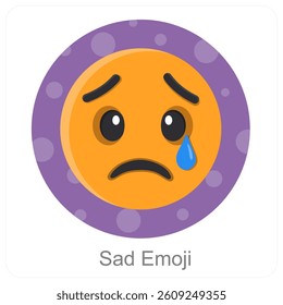 Sad Emoji and emotion icon concept