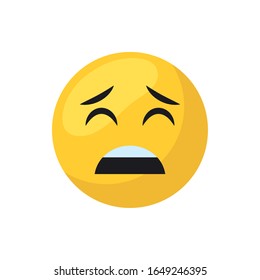 Sad emoji face flat style icon design, Cartoon expression cute emoticon character profile facial toy adorable and social media theme Vector illustration