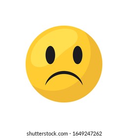 Sad emoji face flat style icon design, Cartoon expression cute emoticon character profile facial toy adorable and social media theme Vector illustration