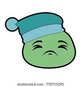 sad emoji face with sleeping hat