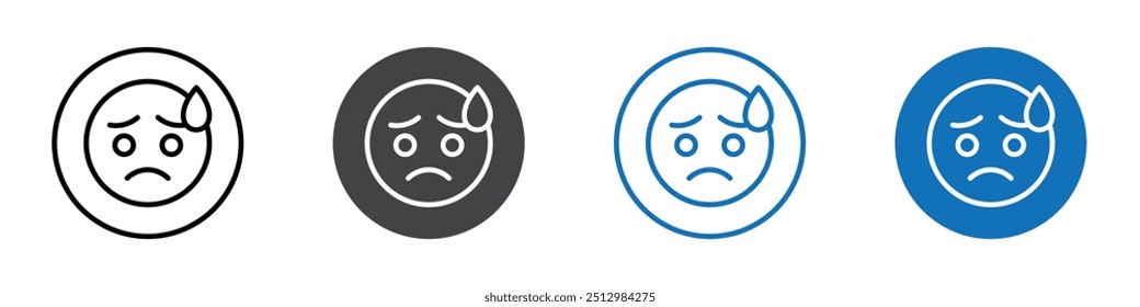 Sad emoji icon flat editable icon mark set.