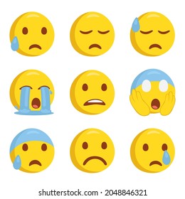 Sad Emoji Icon Illustration. Disappointed Vector Symbol Emoticon Design Doodle Vector.