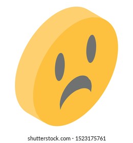 Sad emoji icon. Isometric of sad emoji vector icon for web design isolated on white background
