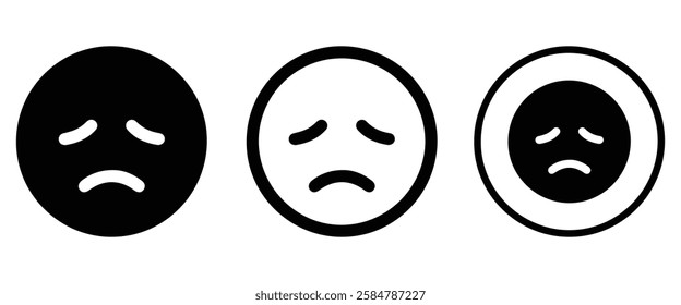 Sad Emoji Icon set vector on white background.