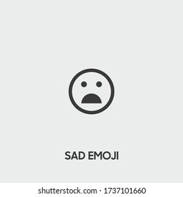 sad emoji icon. sad emoji vector on gray background