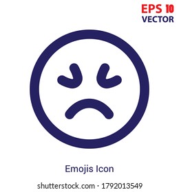Sad emoji outline vector icon. Thin line emoji icon, flat vector simple element illustration from editable emoji concept. Eps10 vector illustration.