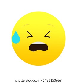 Triste emoji de una sola lágrima. Expresión facial de llanto. Dolor emoticono dolor. Ilustración vectorial. EPS 10.