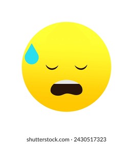 Sad emoji, single tear. Expressive. Vector illustration. EPS 10.