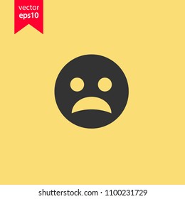 Sad emoji vector icon. Sad smile icon.  Scary emoji icon. Yellow background. EPS 10 vector sign.