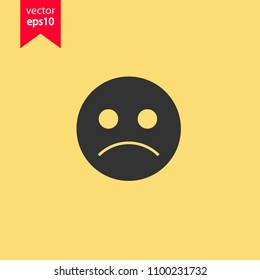 Sad emoji vector icon. Sad smile icon.  Scary emoji icon. Yellow background. EPS 10 vector sign.