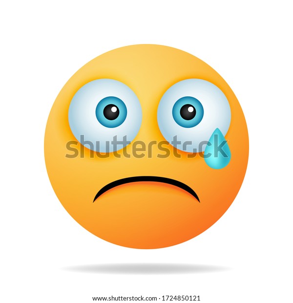 Sad emoji a yellow face with a crying expression. the concept of