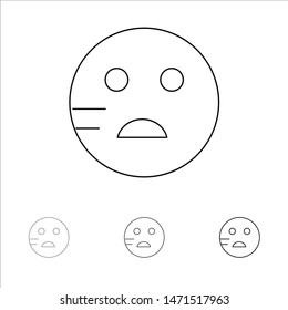 Sad, Emojis, School Bold and thin black line icon set