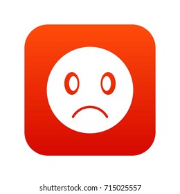 Sad emoticon digital red for any design isolated on white vector illustration