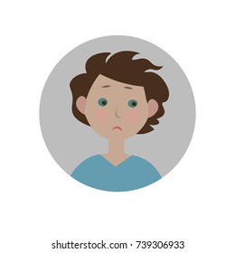 Sad emoticon. Disappointed emoji. Unhappy smiley. Isolated vector illustration.