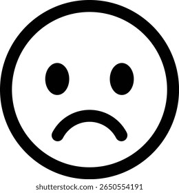 Sad emoticon emoji icon. Sad emoticon icon expression isolated on transparent background. Disappointment, unhappy, sadness emoticon with a downturned mouth vector illustration.