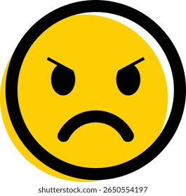 Sad emoticon emoji icon. Sad emoticon icon expression isolated on transparent background. Disappointment, unhappy, sadness emoticon with a downturned mouth vector illustration.