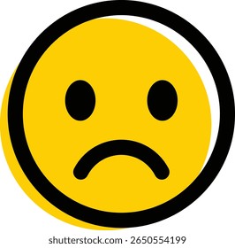 Sad emoticon emoji icon. Sad emoticon icon expression isolated on transparent background. Disappointment, unhappy, sadness emoticon with a downturned mouth vector illustration.