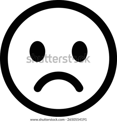 Sad emoticon emoji icon. Sad emoticon icon expression isolated on transparent background. Disappointment, unhappy, sadness emoticon with a downturned mouth vector illustration.
