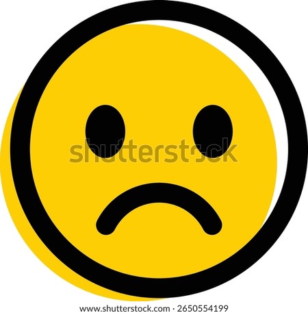 Sad emoticon emoji icon. Sad emoticon icon expression isolated on transparent background. Disappointment, unhappy, sadness emoticon with a downturned mouth vector illustration.