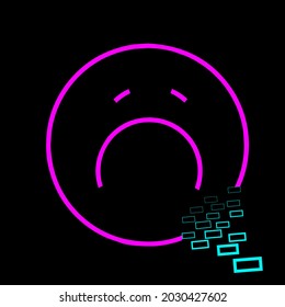 Sad emoticon. Gaming background. Vector design. 