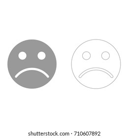 Sad emoticon grey set icon .
