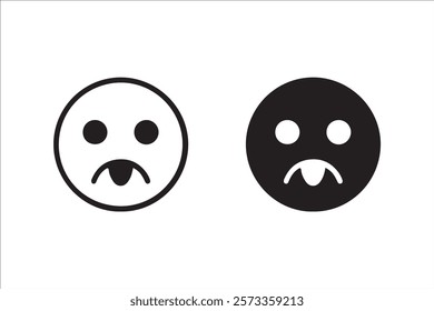 Sad emoticon icon sticking out tongue in outline and silhouette style