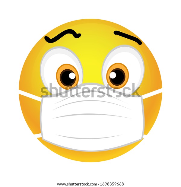 医療用のマスクを口にかぶった悲しい顔文字 ベクターイラスト のベクター画像素材 ロイヤリティフリー