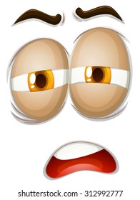 Sad emoticon on white background illustration