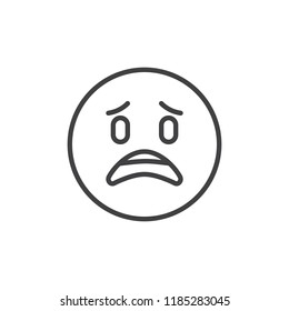 Sad emoticon outline icon. linear style sign for mobile concept and web design. Surprised face emoji simple line vector icon. Symbol, logo illustration. Pixel perfect vector graphics