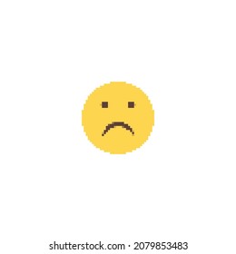 sad emoticon pixel art icon 