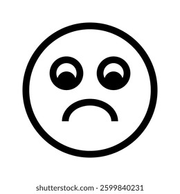 Sad emoticon with a simple and expressive design, symbolizing sadness, disappointment, and melancholy. Ideal for emotions, messaging, and reaction themes.