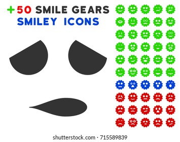 Sad Emoticon Smile pictograph with bonus smile images. Vector illustration style is flat iconic elements for web design, app user interfaces.
