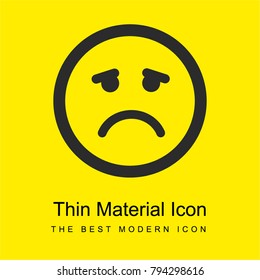Sad emoticon square face bright yellow material minimal icon or logo design