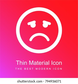 Sad emoticon square face red and pink gradient material white icon minimal design