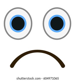 Sad emoticon in trendy flat style. Sorrowful emoji vector illustration.