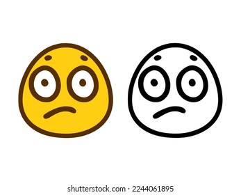 Sad emoticon in two style isolated on white background