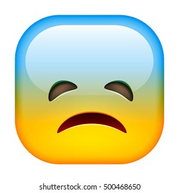 Sad emoticon. Unhappy smile. Square Emoji.