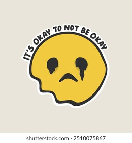 Sad Emoticon Vector Sticker Cute Illustration