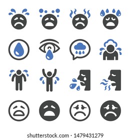sad emotion icon set,vector and illustration