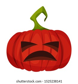 Sad emotion on a jack lantern. Vector illustration.