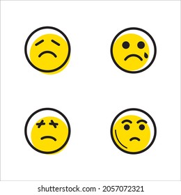 Plantilla de ilustración de diseño de icono del vector de emoción triste