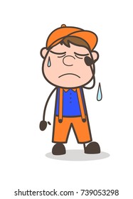Sad Emotional Cartoon Employee Face Expression Vector